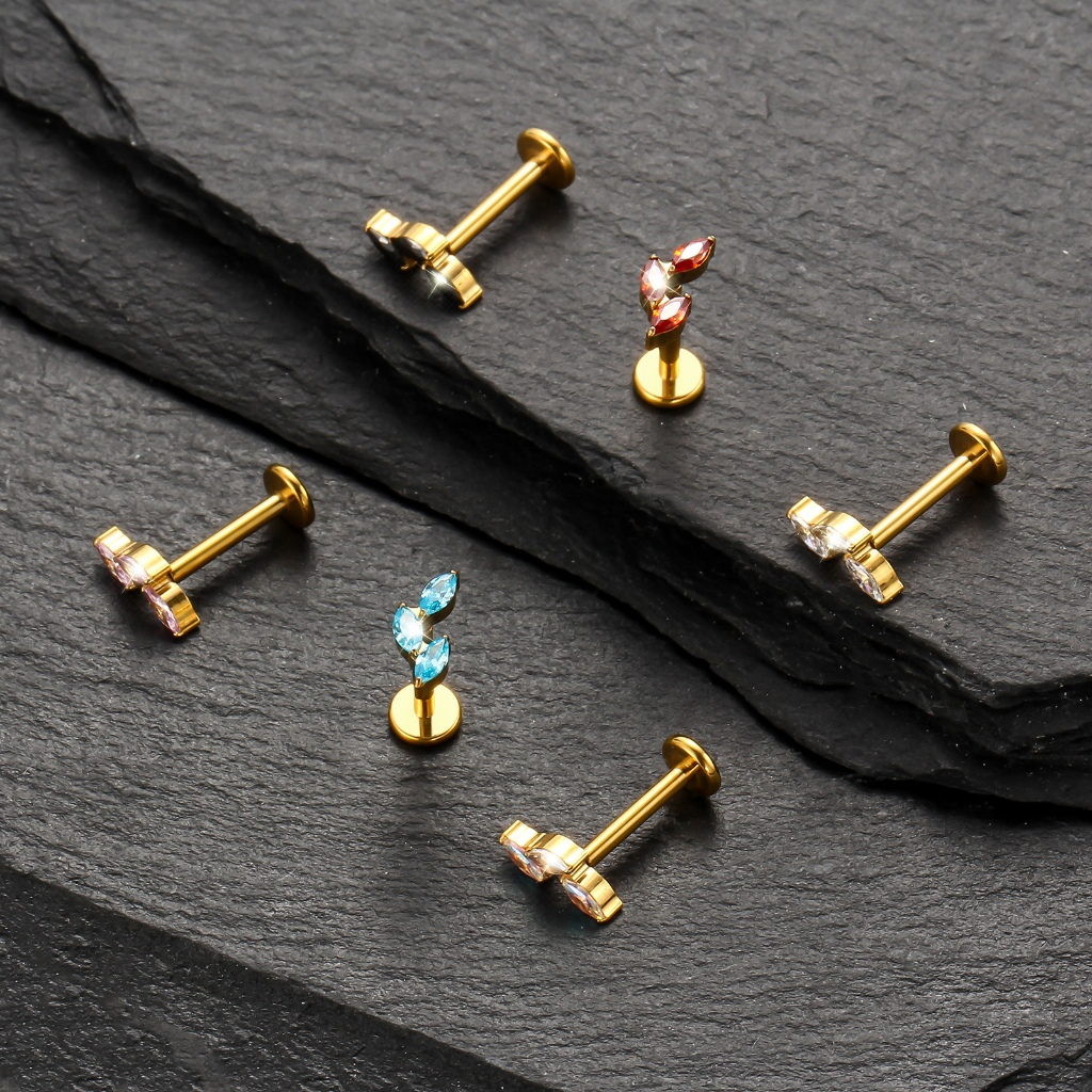 Piercing Labret TitâNio Com Trio ZircôNia