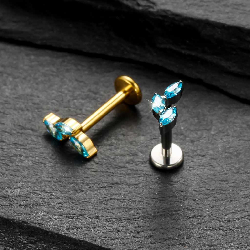 Piercing Labret TitâNio Com Trio ZircôNia
