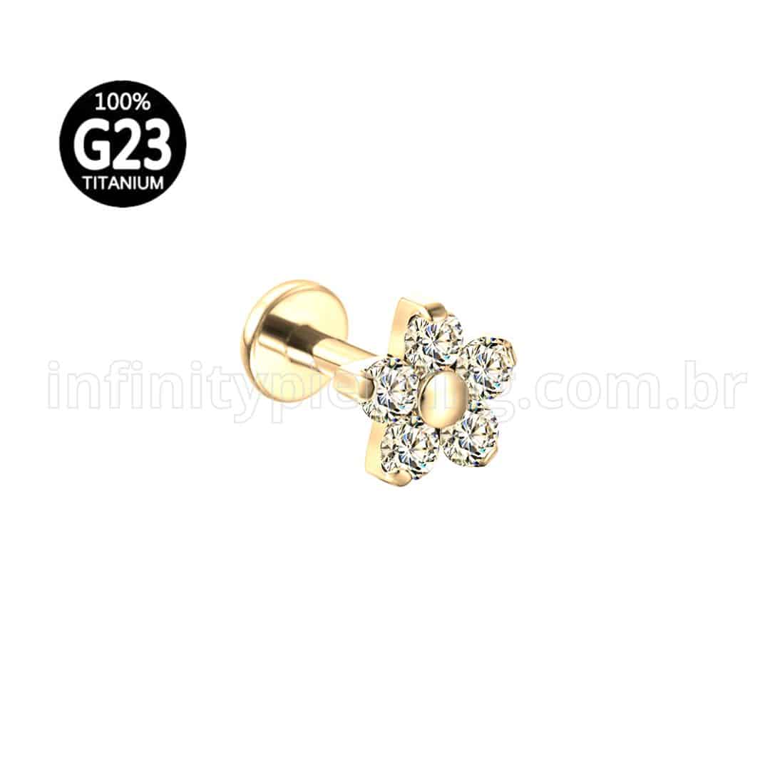 Piercing Labret Titânio Zircônia Flor