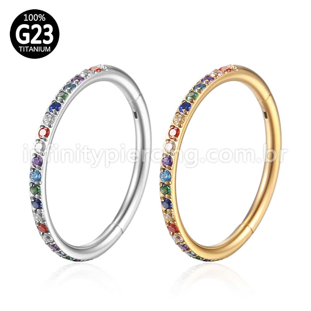 Piercing Argola Segmento Articulado Titânio Zircônia Colorida