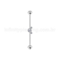 Piercing Transversal Aço Cirurgico Indiano Strass