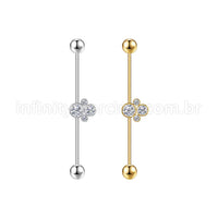 Piercing Transversal Aço Cirurgico Indiano Zircônia Cravada