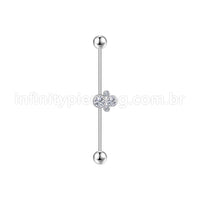 Piercing Transversal Aço Cirurgico Indiano Zircônia Cravada