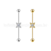 Piercing Transversal Aço Cirúrgico Indiano Zircônia