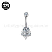 Piercing Banana Titânio 5 Pedras Indiano Zircônia