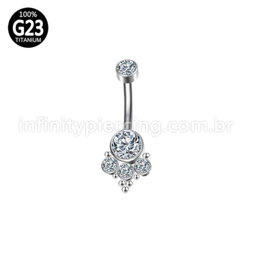 Piercing Banana Titânio 5 Pedras Indiano Zircônia