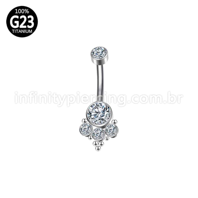 Piercing Banana Titânio 5 Pedras Indiano Zircônia