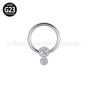 Piercing Captive Titânio 2 Pedras Zircônia