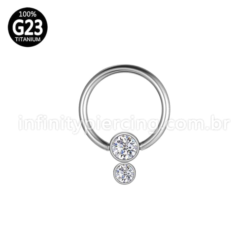 Piercing Captive Titânio 2 Pedras Zircônia