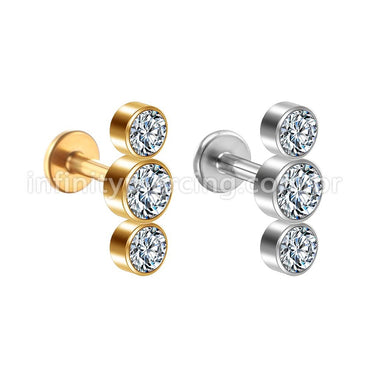 Piercing Labret Aço Cirúrgico Indiano Zircônia