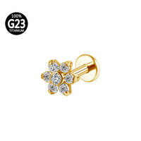 Piercing Labret Titânio Flor Zircônia